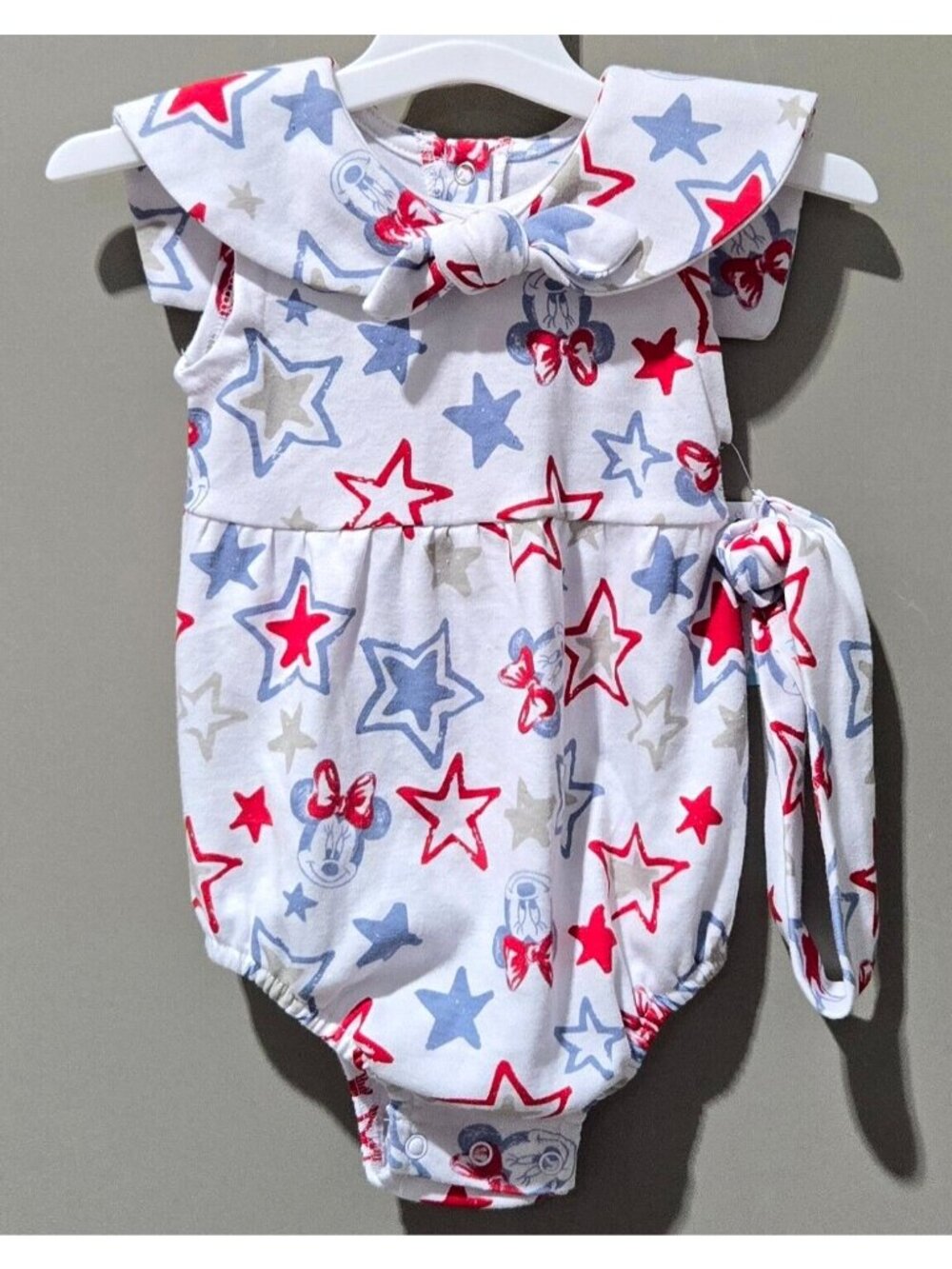 Disney Minnie Mouse Girls'  18 Months 4th of July Theme Romper & Headband Set